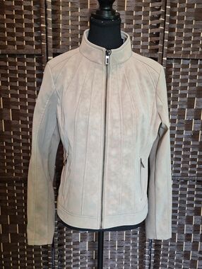 Desigual Women's Light Beige Suede-Look Zip Jacket